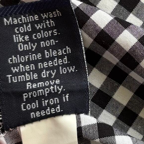 Croft & Barrow Size 17 Gingham Check Shirt Black & White Long Sleeve Button-Up - Picture 9 of 10